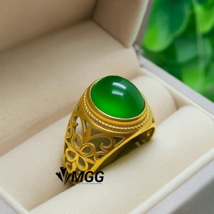 CINCIN BATU AKIK GREEN CHALSEDONY HIJAU GARUT ORIGINAL STONE