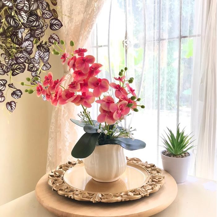 ANGGREK VAS KERAMIK / COD / ANGGREK LATEX ARTIFISIAL / ANGGREK LATEKS / BUNGA PALSU / ARTIFICIAL