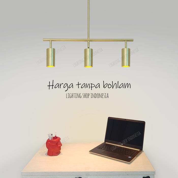 Lampu gantung sorot panjang 60cm gold 3L spotlight meja mini bar
