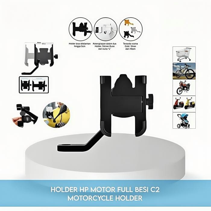 Holder Spion Motor Phone Holder Universal Stang Rotation 360 Plastik ABS Outdoor Sport Cocok untuk