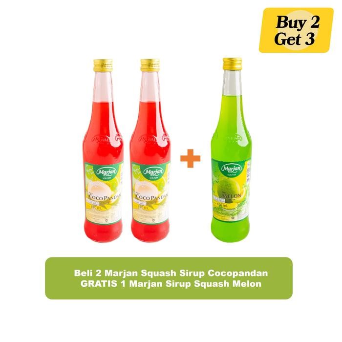 

Pilihan- Beli 2 Marjan Squash Sirup Cocopandan Free 1 Squash Melon450Ml