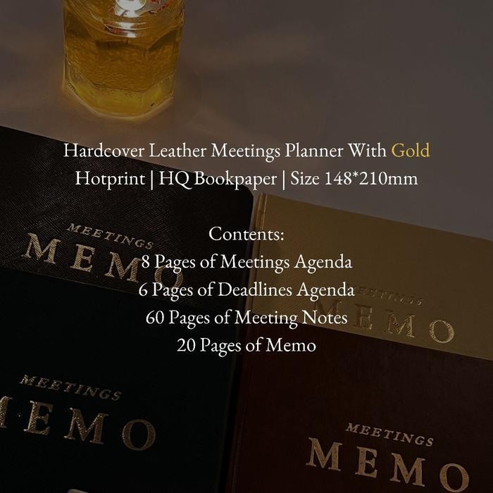 

Meeting Notes Planner Agenda Leather Hardcover By Peulanopapers