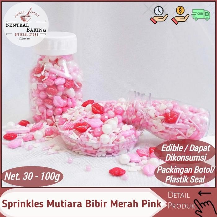

Umbara.shop Sprinkle Kue Mutiara Bibir Merah Pink / Springkel Springkle Valentine