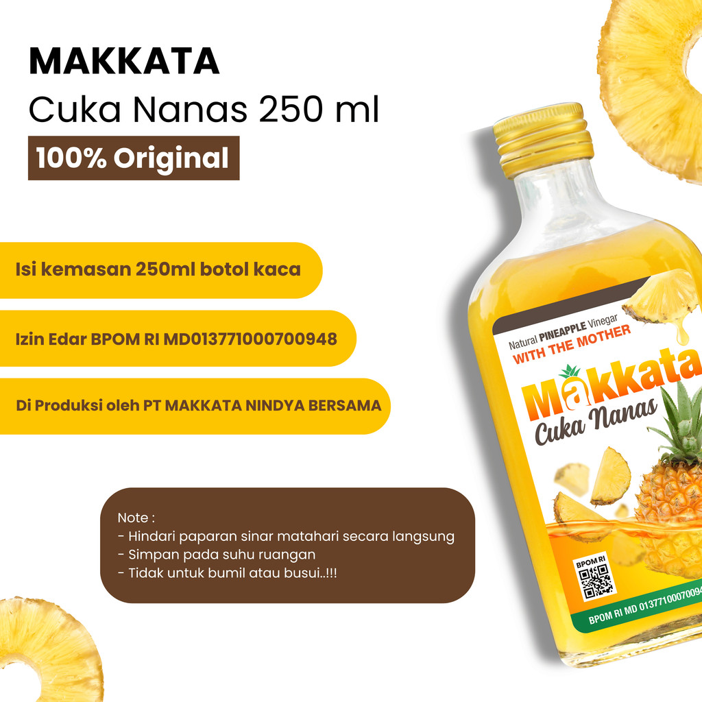 

Cuka Nanas Makkata 250ml Original With Mother Pineapple Cider Vinegar Cuka Nanas Nenavin Original