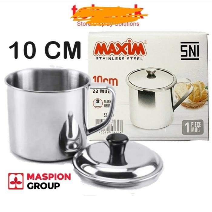 Maspion Mug Stainless Steel + Tutup 10cm / Gelas Stainless 10 cm