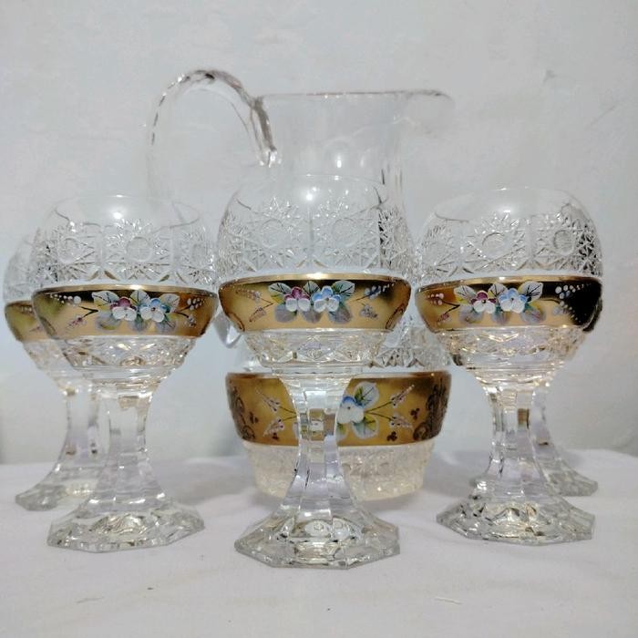 500 pk gold teko set crystal Bohemia d154