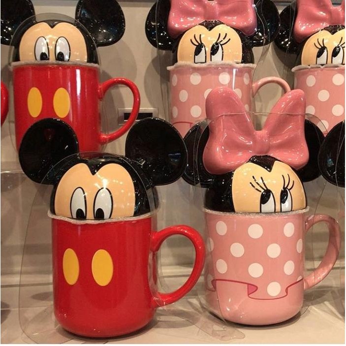 minnie mouse ceramic mug with lid original disneyland