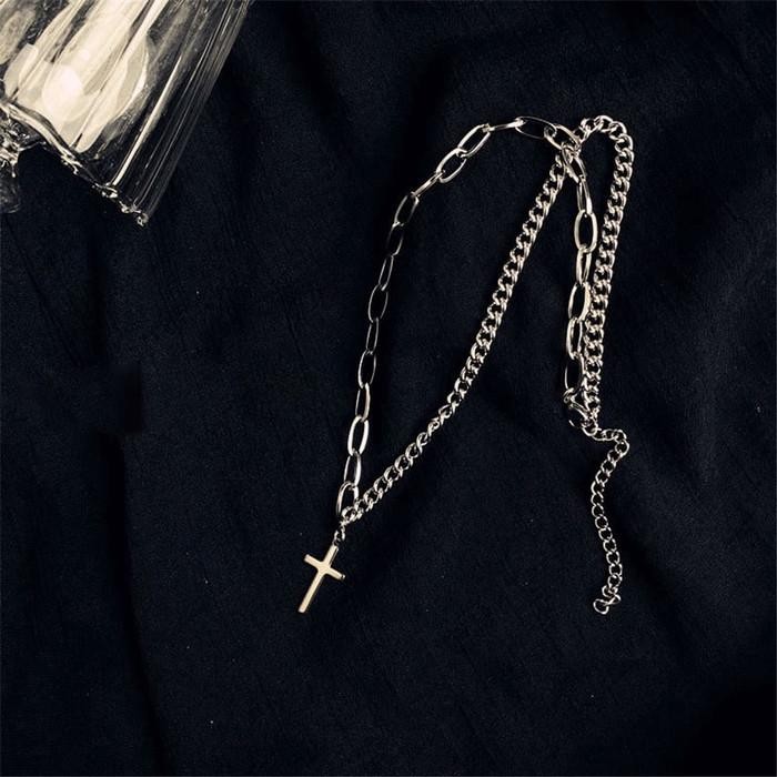 ASLI Kalung Titanium Pria Kalung Pria Titanium Kalung Salib Gaya Koreaa READY STOCK