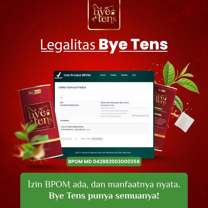 

Promo Paket 40X Minum Bye Tens Premium Tea Herbal Hipertensi Untuk Darah Tinggi Kolesterol Asam Urat