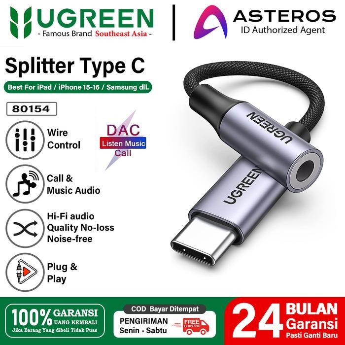 UGREEN CONVERTER SPLITTER TYPE C TO JACK 3.5MM DAC AUDIO ADAPTER
