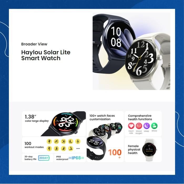 Haylou Solar Lite Smart Watch IP68 Sp02 1.38" Display