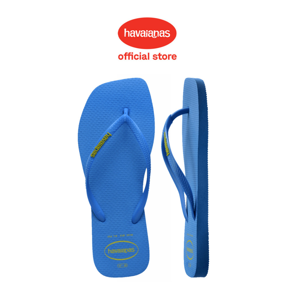 [ONLINE EXCLUSIVE] Havaianas Slim Square Logo Popup Brilliant Blue - Sandal Wanita