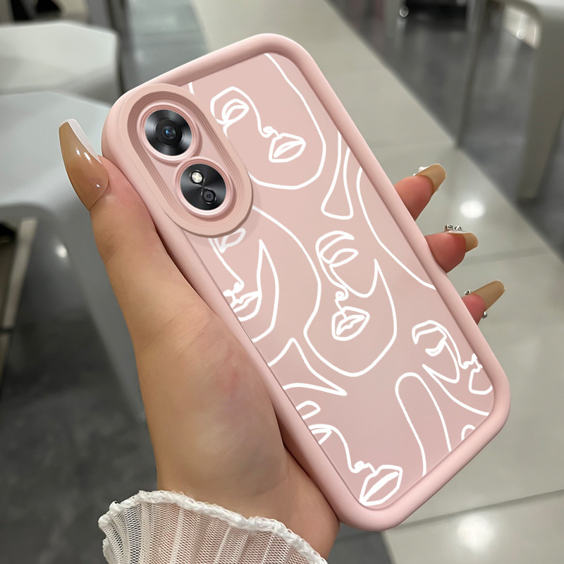 Casing Hp untuk OPPO A17 A17K  Case Casing HP Softcase ponsel silikon tahan Kasing Seni Abstrak Waja