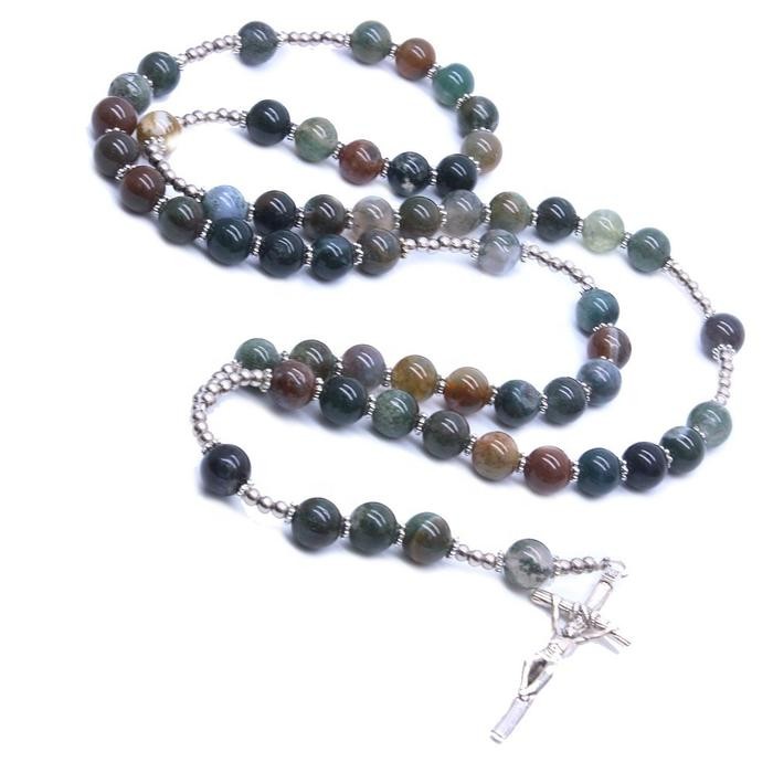 Kalung Rosario Katolik Indian Agate - Rosario Batu Alam Asli - Rosario Katolik Premium