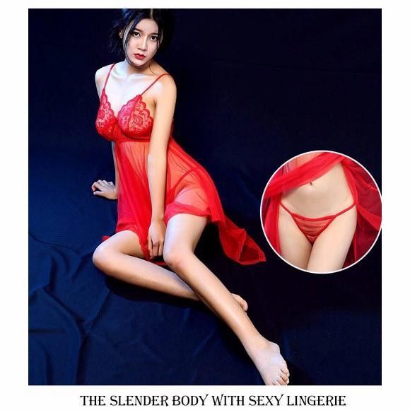 Setelan Baju Tidur Wanita Lingerie Lingeries Sexy Transparan