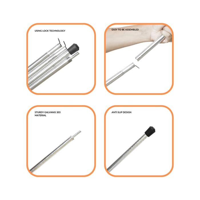 Eiger - Awning Pole / Tiang Flysheet Double Pole Bogaboo Bahan Steel Galvanis Zavin & Kyros - Awning