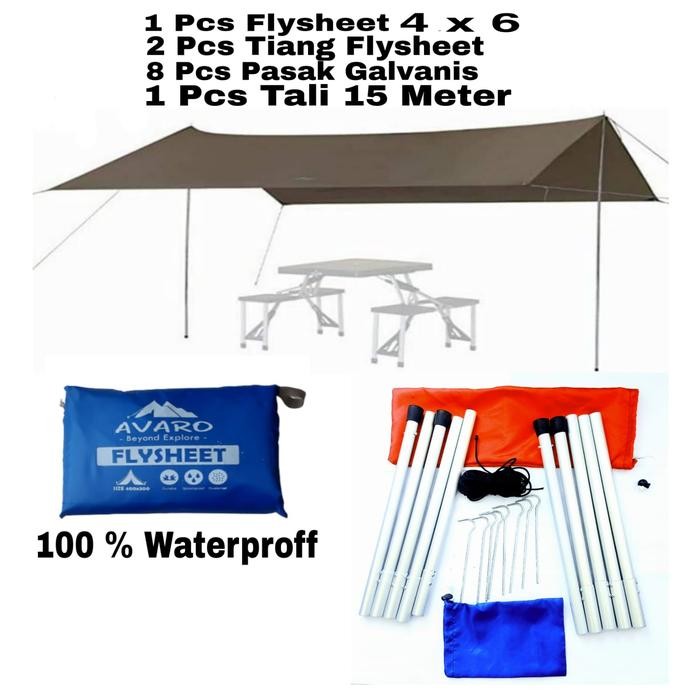 Consina - Flysheet 4X6 Meter+27 Loop+2 Pcstiang+Pasak+Tali