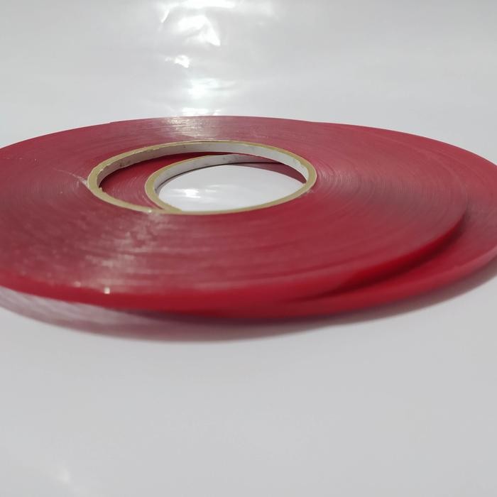 

Stok Baru Double tape 500 mikron bening elastis rubber 4mm