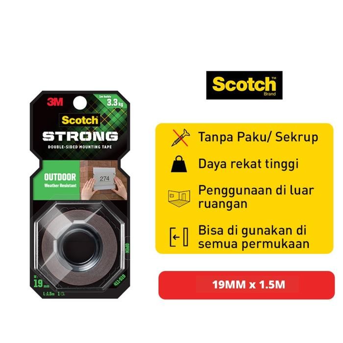 

Stok Baru Scotch 3M Strong Outdoor Tape 19mmx1,5m Outdoor Weather Proof 411-S19