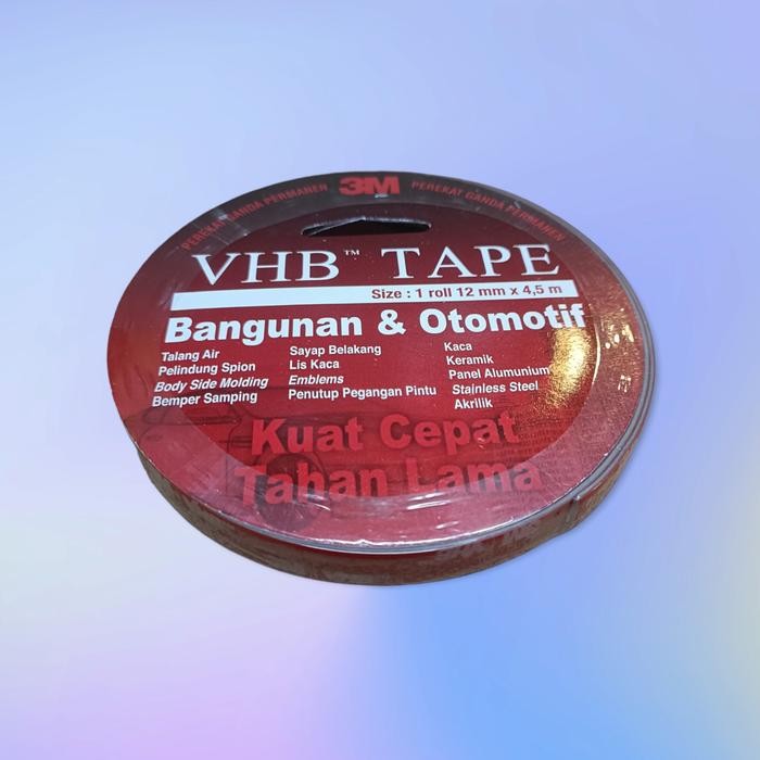 

Stok Baru 3m double tape vhb 4900 / gpl 110 / double tape automotive size 12mm x 33 mtr