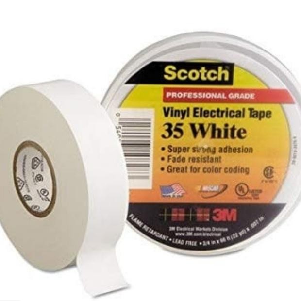

Stok Baru 3M scotch 35 white electrical tape 19mm x 20m