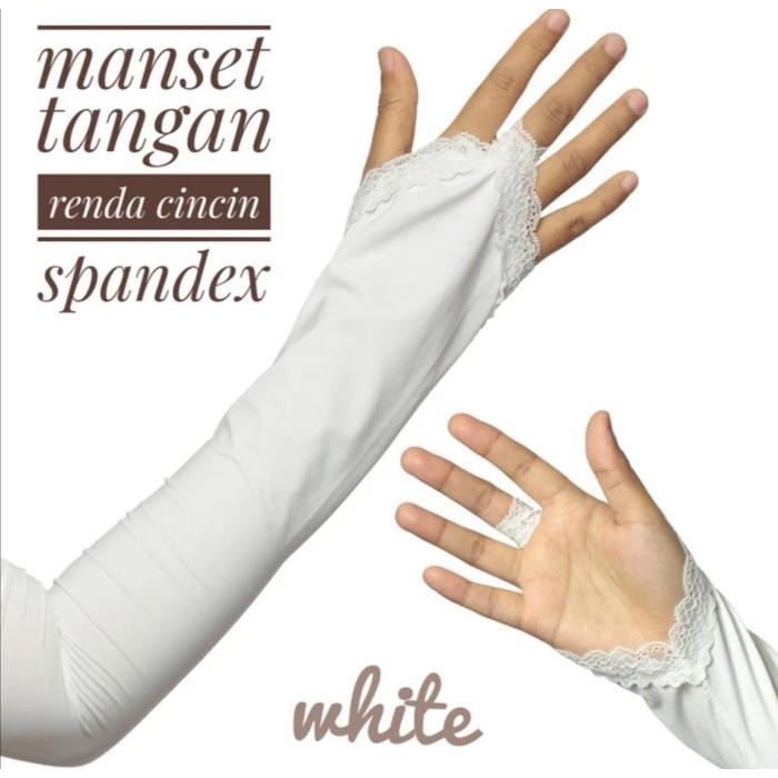 Manset Tangan Wanita Hijab Spandex Renda Cincin Handstock Premium