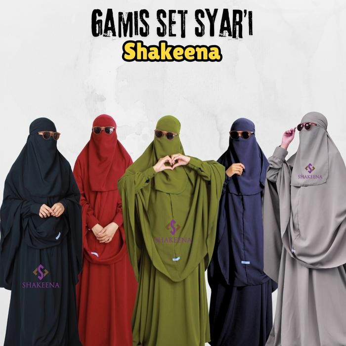 Gamis sunnah set syari Wolfis free cadar bandana