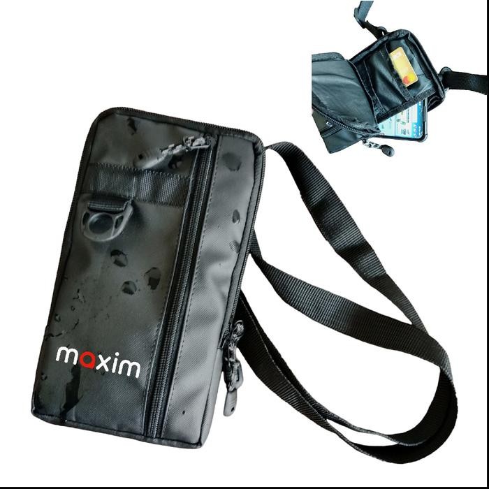 Paket 3 Barang Tas Selempang Hp Anti Air Ojol Maxim Dan Sarung Tangan Motor Juga Dapat Baff Masker /