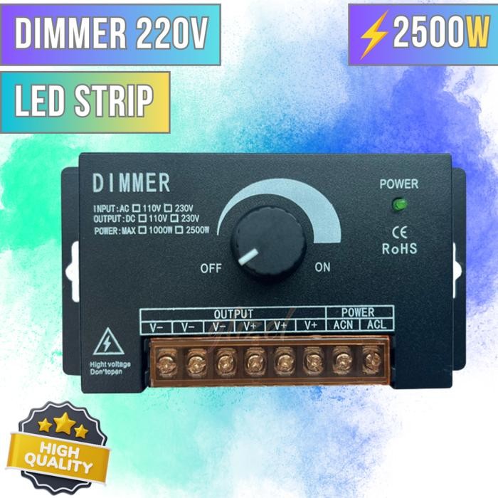 DIMMER LED STRIP 220V AC DC ALAT PENGATUR REDUP TERANG LAMPU NEON FLEX SELANG