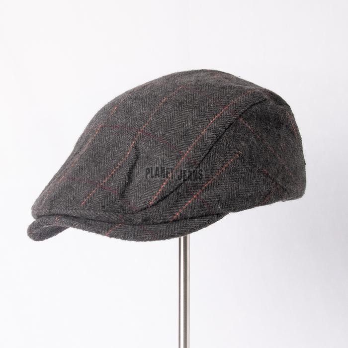 Diskon Topi Flat Cap Bahan Flanel Motif Kotak Peaky Blinders , Sutradara Baret Vintage Newsboy -