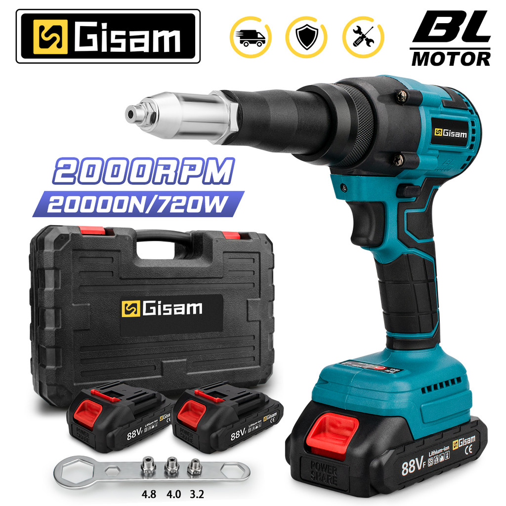New 20000N Brushless Electric Rivet Gun 2.4~4.8mm Cordless Rivet Nut Gun Drill Insert Automatic Rive