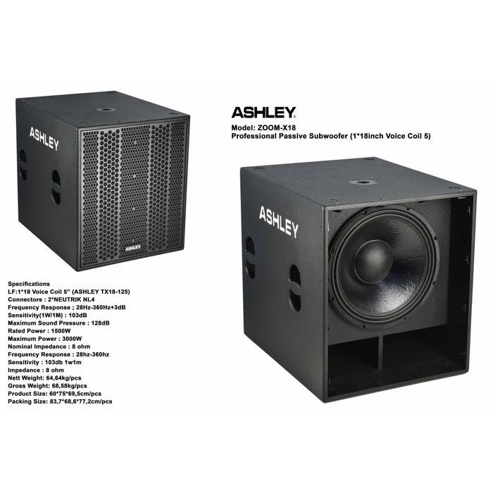Speaker Pasif Subwoofer Ashley Zoom X18 Zoomx18 18 Inc