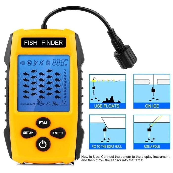 TERBARU COD Fish Finder Alat GPS Sensor Pelacak Pendeteksi Ikan Di Sungai Kolam Laut LCD LED