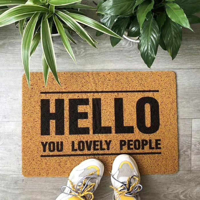 KOKO Hello Keset Preum PVC Besar 45x75cm Keset Pintu Depan Rumah Aesthetic Keset e Bihun PVC Preum
