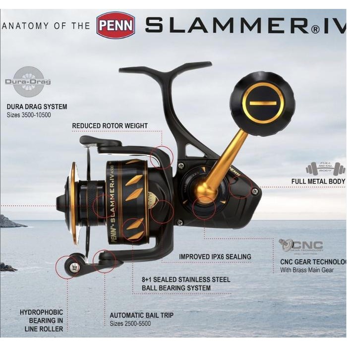 Menarik Penn Reel Pancing Spinning Slammer Iv 2500 - 10500 Metal Body Ipx6 Sealed Body