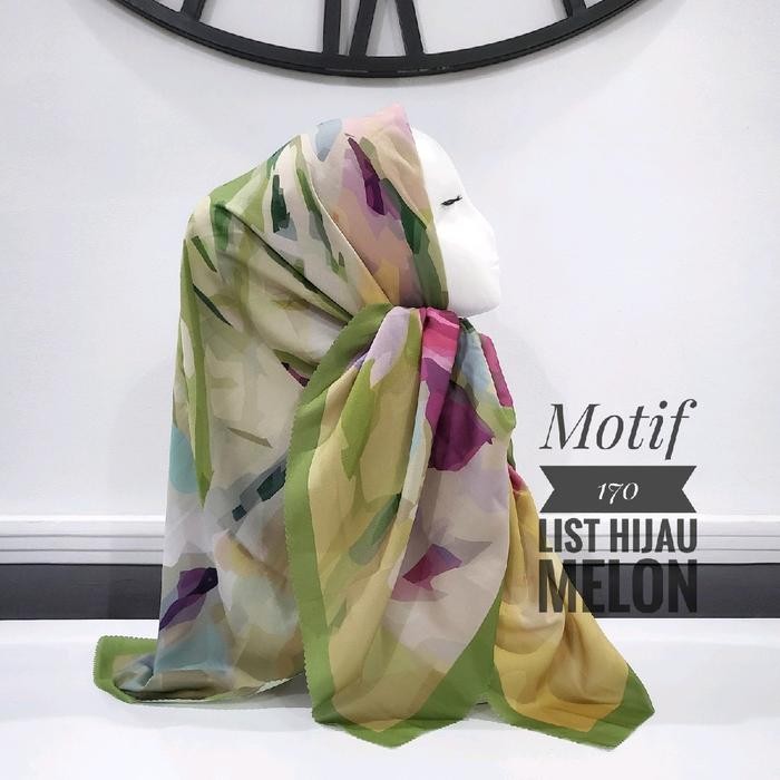 Promo Terbaru Edisi Hijau - Hijab Voal Motif Premium Hijau Jotol Emerald Tosca Sage Jilbab Segiempat