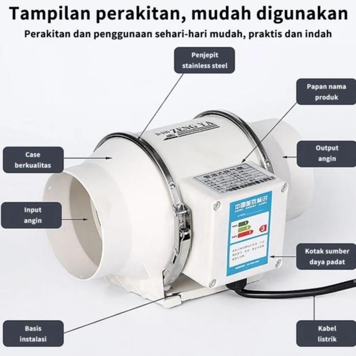 4"5"6"8" Penghisap Asap Dapur Exhaust Fan Plafon Blower Kipas Inline Duct Fan Blower