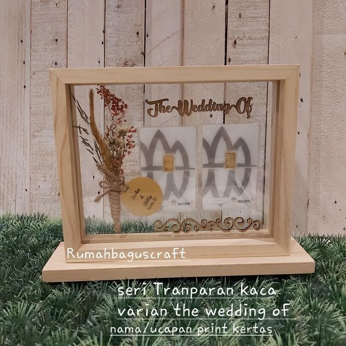 Pesta_Genz Frame Mahar Transparan Kaca Untuk 2 Logam Mulia/Kado/Kotak Logam Mulia
