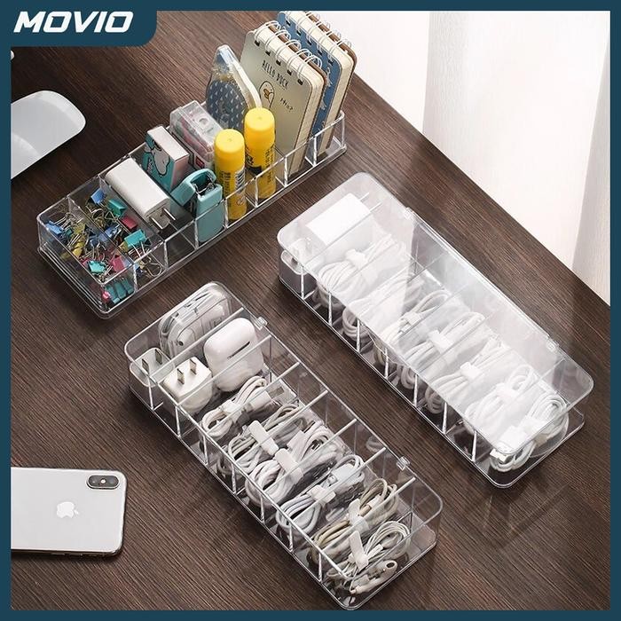 

MOVIO Cable Organizer - Kotak Penyimpanan Kabel & Charger - 8 Grid
