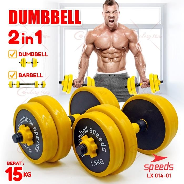 Dumbell Barbel Set Max 15Kg Dumbell Dumble Alat Fitness Speeds 014-1