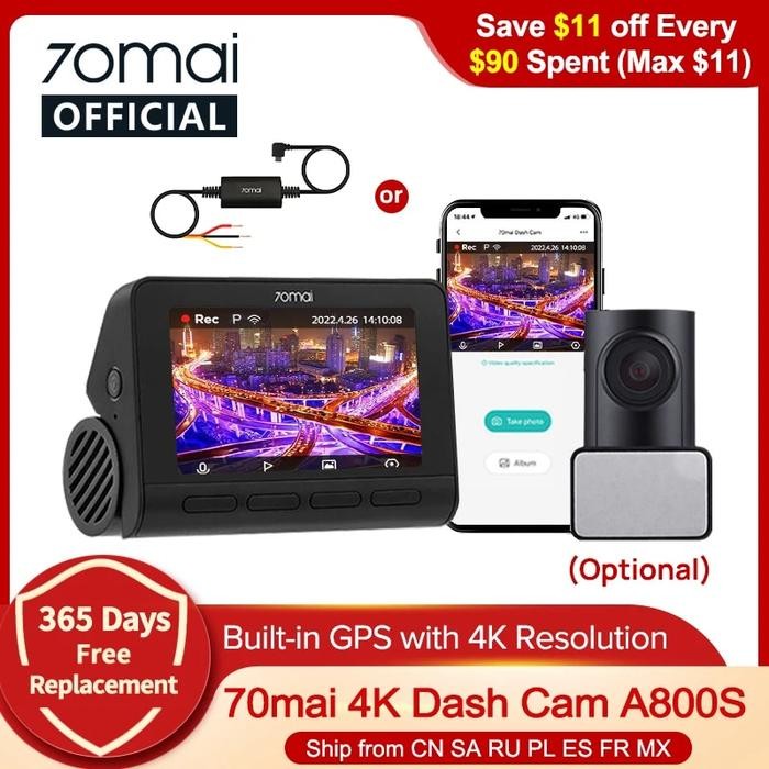 70mai A800S-1 2160P 70mai Front Dash Cam 4K A800S-1 Car DVR Support