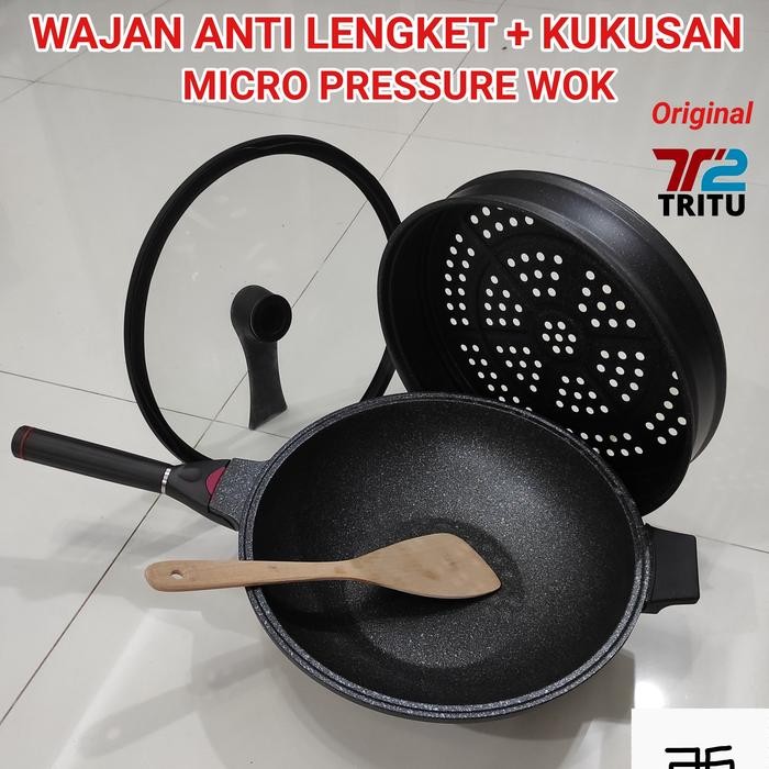 PREMIUM [READY] WAJAN PRESTO ANTI LENGKET + KUKUSAN + INDIKATOR PANAS /WOK PAN