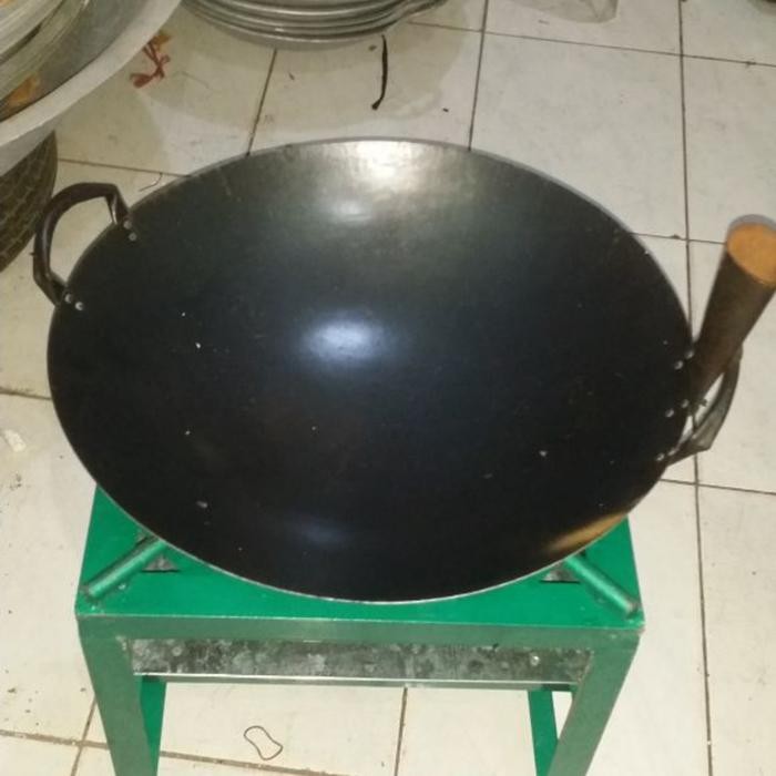 PREMIUM kuali/wajan/wok nasi goreng plat hitam baja UK 48cm