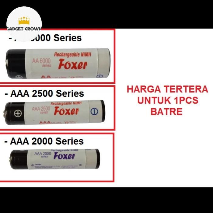 Baterai Cas Recharge Rechargeable FOXER AAA A3 AA A2 Premium