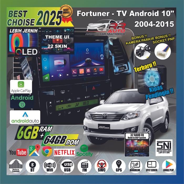 PREMIUM fortuner head unit tape mobil android 10in(free kamera & socket)