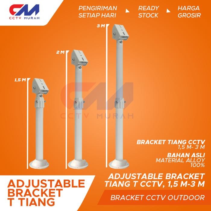 PREMIUM Adjustable Bracket Tiang T35 CCTV Outdoor, Ukuran 1,5 m - 3 m