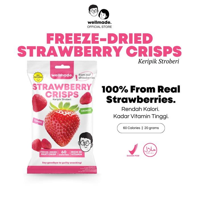 

PREMIUM NEWWellmade Freeze-Dried Strawberry Crisps - Keripik Stroberi Kering Rendah Kalori Camilan