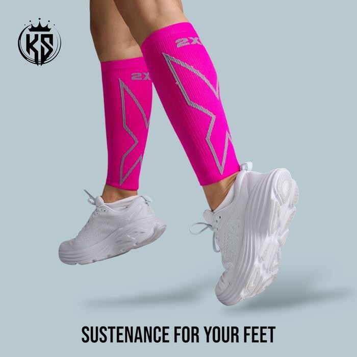 2XU X Compression Calf Sleeves Unisex Magenta Light Grey