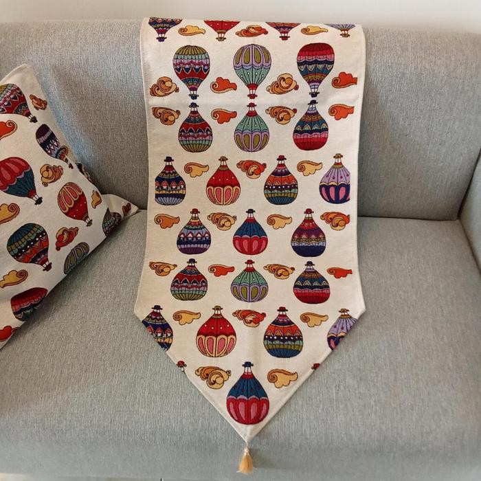 PREMIUM Taplak Meja Turki / Table Runner Turki Tenun bukan sablon printing / Taplak Meja Tamu