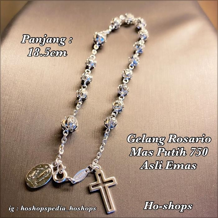 Gelang Rosario Mas Putih Kadar 750 Asli Emas